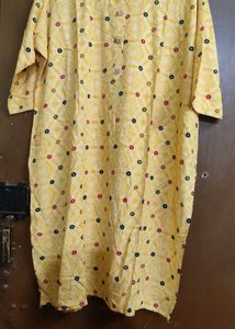 Yellow Printed Kurta