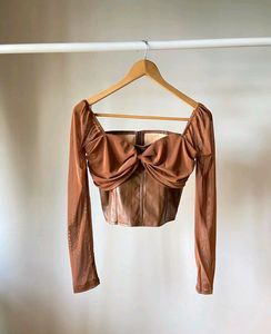 Brown Leather Bow Top