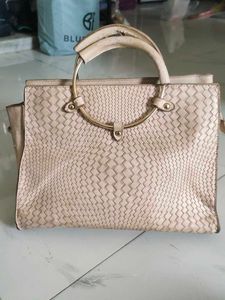 Woven Tote Bag with Metal Handle