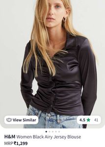 Hnm Black Airy Jersey Blouse