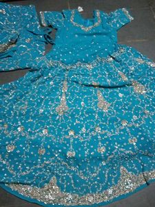 Teal Beaded Indian Dress