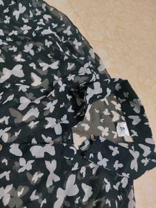 Butterfly Print Button-Down Shirt