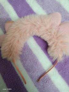Pink Fluffy Bear Ear Headband