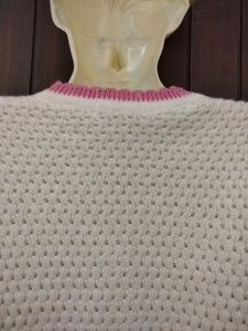 Designer Apple Cut Sweater (White N Pink)