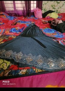 Blue Rhinestone Embellished Hijab