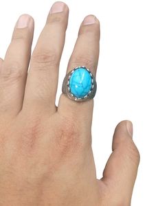 Silver Blue Stone Finger Ring for Boys