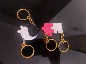 Matching Heart Puzzle &amp; Yin Yang Cat Keychains