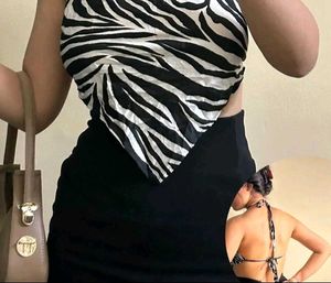 Zebra Print Halter Top