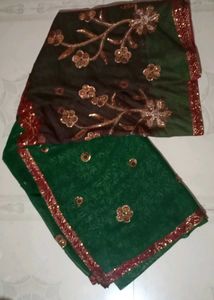Green Embroidered saree