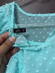 Aqua Ruffle Top
