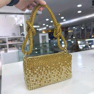gold Rhinestone Embellished Evening Bag
