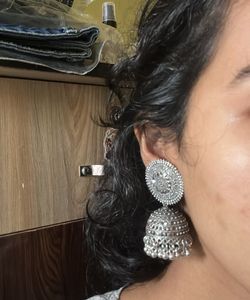 Silver Jhumka Earrings