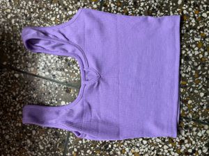 Lavender Ribbed Crop Tank Top