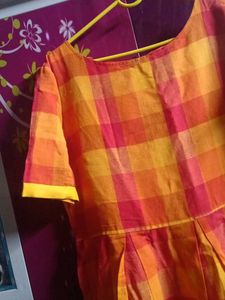 Orange Plaid Kurta / Onepiece dresses