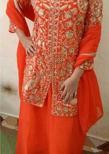 Orange Embroidered Kurta Set