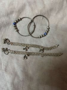 girl kid payal and kada combo real silver