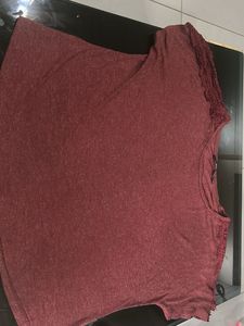 Fig Maroon Lace Detail Top Size XXL