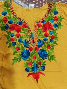 Embroidered Mustard Kurti (short)