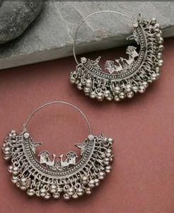 Oxidized Silver Jhumka Earrings