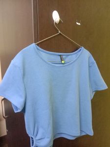 Crop Top Blue, Side Tighup, Xl/ Xxl