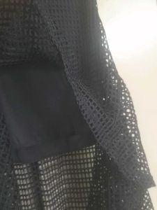 Black Crochet Type Woven Top