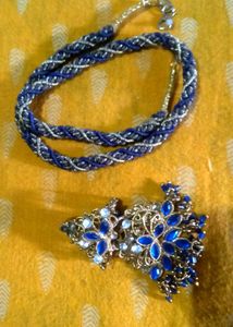 Blue &amp; Necklace &amp; Red Earing &amp; Ring 💍
