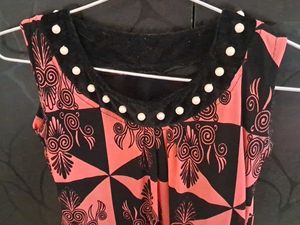 Fancy, Printed,Black N Pink Velvet-Chiffon Top