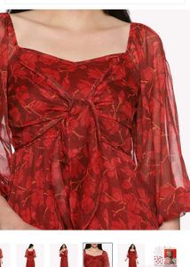 Floral Print Front Tie-knot Dress