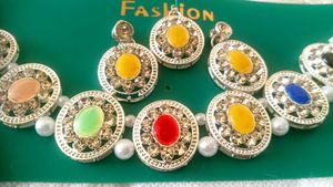Fashionable Multicolor Stone &amp; Pearl Jewellery Set