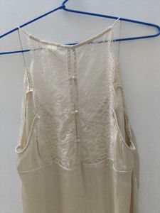 Combo Of Two Beige Satin Sleevless Tops