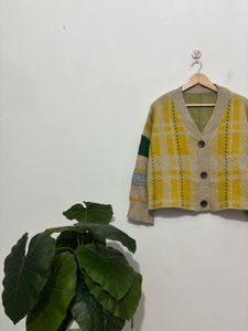 Plaid Knit Cardigan