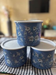 Floral‑printed 1 L Round Plastic Storage Container