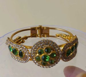 Elegant Green Stone Gold Bracelet