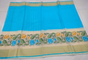 Elegant Blue Floral Saree💙🌷