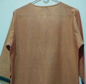 Shree yellow kurta with green and black border