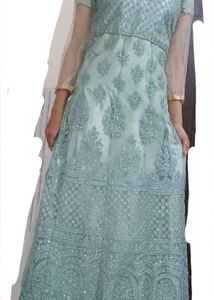 Elegant Aqua Embellished Gown