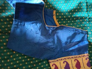 Embellished Blue Color Banarasi Silk Saree+Blouse