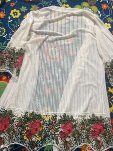 Floral Embroidered Sheer Cardigan Nightwear