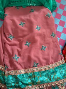 Elegant Embroidered Saree In Lehnga Style