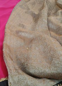 bright pink and golden brown Saree