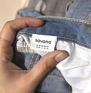 Floral Print Denim Jeans