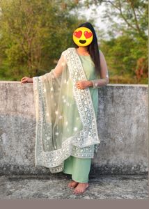 Full Embroidered Kurta,Palazo &  Dupat