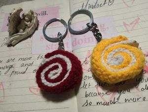 cherry red Swirl Cake Keychain