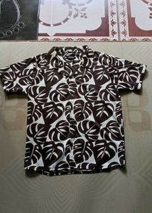 Brown & White Leaf Print Shirt