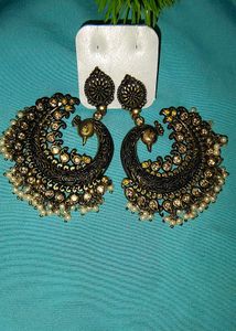 Peacock Heavy Statement Earrings