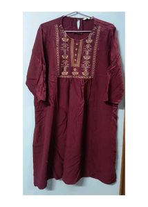 Burgundy Embroidered Kurta