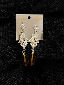 Sparkly Amber Drop Earrings