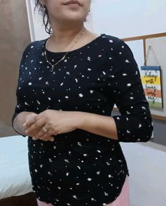 (Tom Tailor) Black Floral Print Casual Top