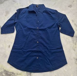Blue 3/4 Sleeve Button Down Tunic