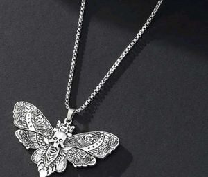 Skull Moth Pendant Necklace